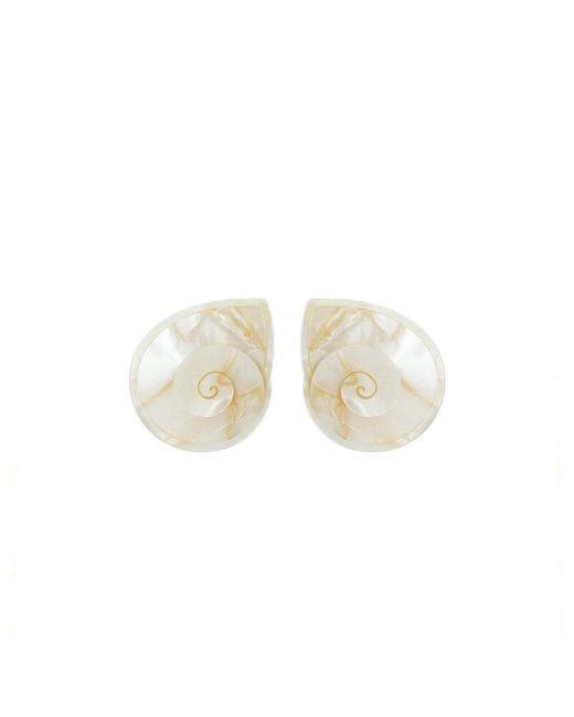Gissa Bicalho White Handmade Earring Spiral Shell Nacre