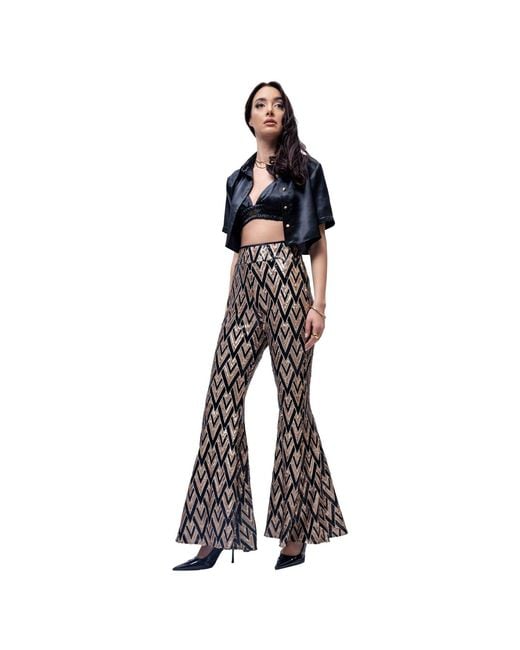 Vazaf Black Neutrals Sequin Flared Pants