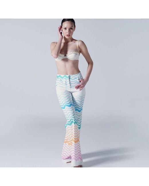 LOVEIST STORE Blue Solana Printed Flared Trousers