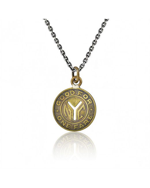 Cartography Metallic Original New York City Subway Token: Brass And Sterling Necklace for men