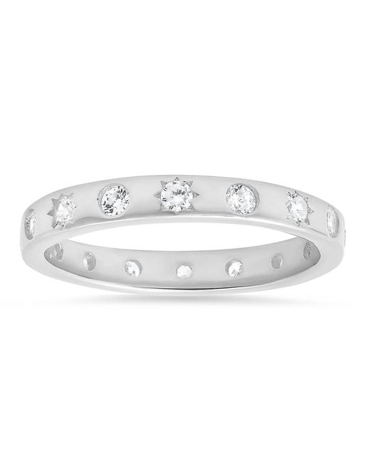 Kylie Harper Metallic Celestial Diamond Cz Stackable Eternity Band Ring
