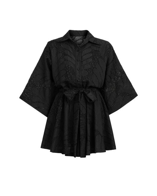 Lilamie Black Victoria Oversize Fit Open Neckline Resort Jumpsuit