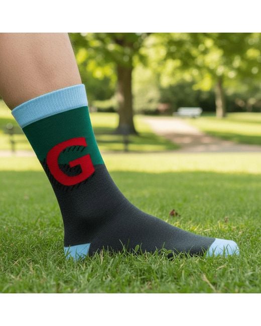 Peper Harow - Made in England Blue Alphabet Socks – G for men