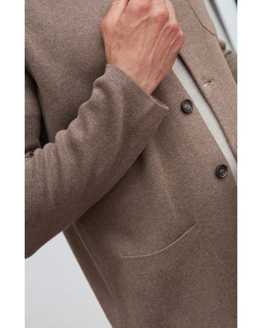 Paul James Knitwear Brown Midweight Cotton Jaipur Knitted Nehru Jacket for men