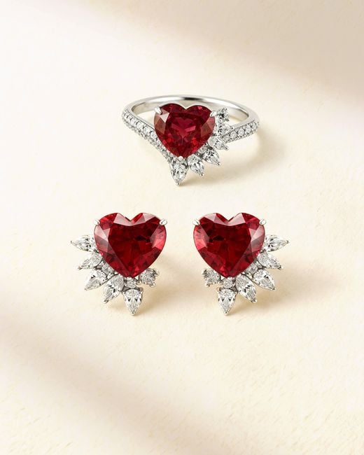 Arte Madrid Red Casa Real Insignia Heart Statement Ring