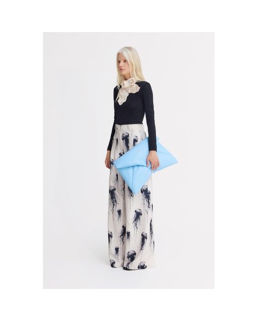 Julia Allert White Neutrals Ivory Jellyfish Print Tailored Pants – Capsule Edition