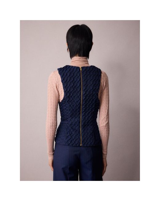 Amanda Thompson Couture Blue Marlo Pleated Waistcoat & Pinstripe Italian Wool