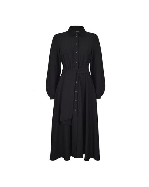Oh!Zuza Black Echo Midi Shirt Dress With Belt