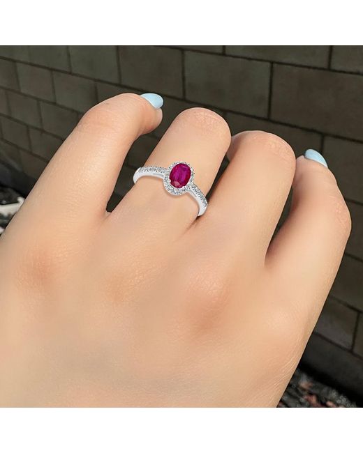 Artisan Metallic Ruby Gemstone Pave Diamond Oval Design Ring