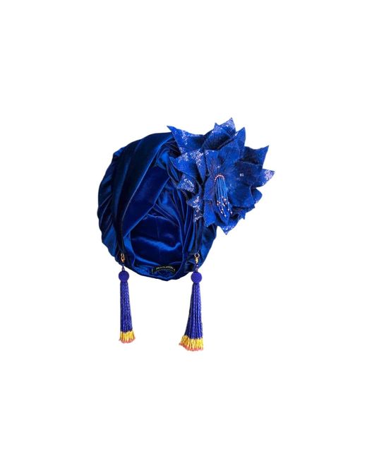 Julia Clancey Blue Cha Cha Cha Boom Electric Luxe Velour Turban