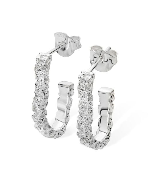 Lucy Quartermaine Metallic Solid Sterling Half Hula Hoop Earrings