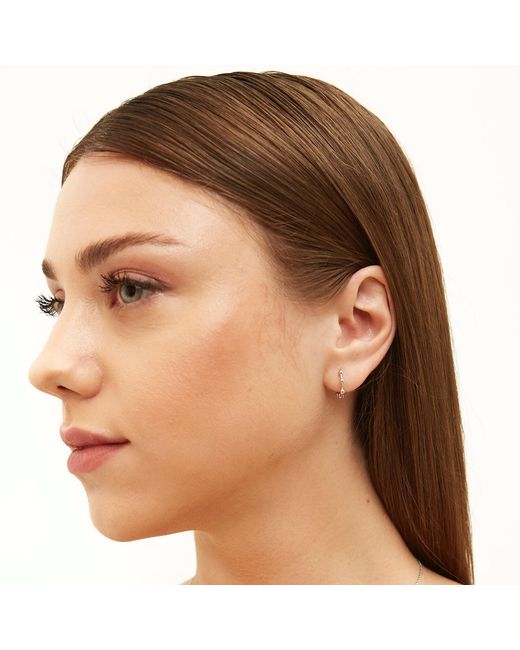 Spero London Metallic Seven Bead Sterling Hoop Earrings