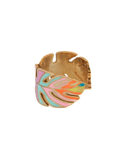Ebru Jewelry Multicolor Summer Enamel Pastel Colors Gold Adjustable Ring