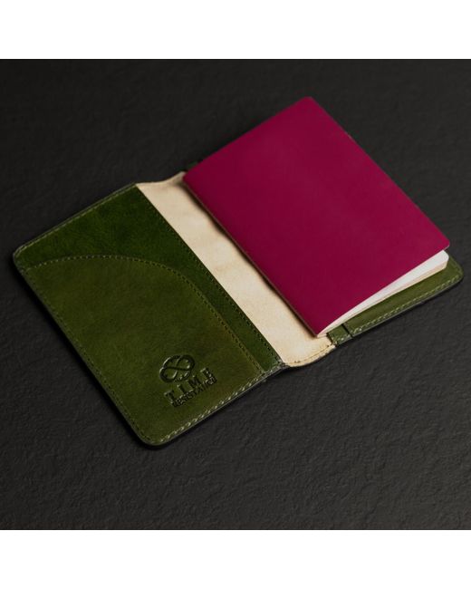 Time Resistance Green Small Leather Passport Holder For