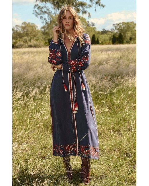 Adrift Clothing Blue Robin Belted Dress