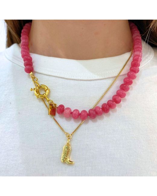 Christina Greene Pink Sweet Stone Beaded Knotted Necklace