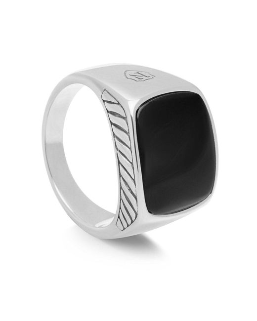 Nialaya Multicolor Gentlemen's Signet Ring With Onyx for men