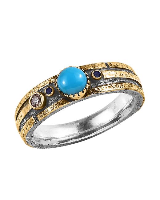 Emma Chapman Jewels Metallic Diamond Sapphire Band Ring