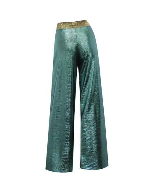 Me & Thee Green Love Is Blind Metallic Trousers
