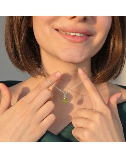 Harfi White Raw Peridot Sterling August Birthstone Necklace