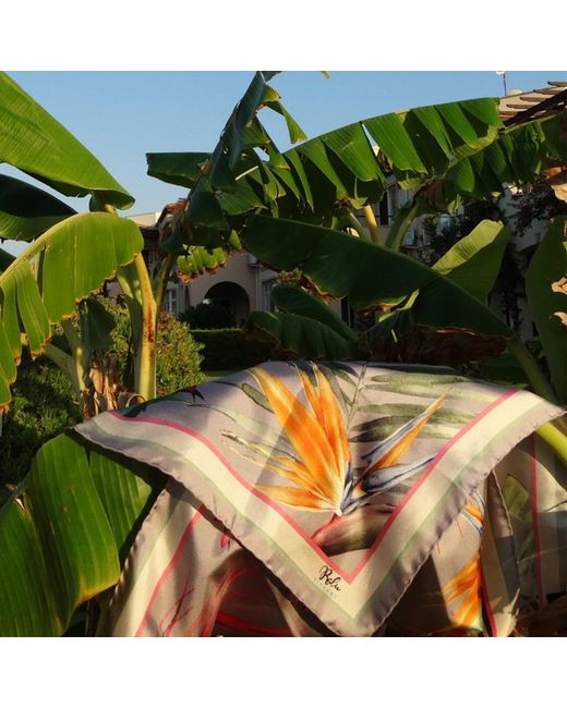 Ralufineart Green Silk Scarf Blossoming Beauty