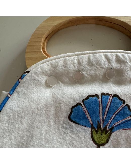 Pick Happy Blue Bermuda Bag Wooden Handles Ginko