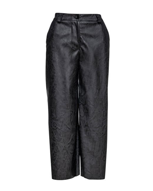 Conquista Black Dark Faux Leather Culottes