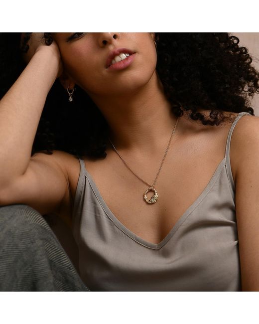 Janus Edinburgh Metallic Vermeil Organic Styled Oval Texuture Garnet Sistrum Necklace