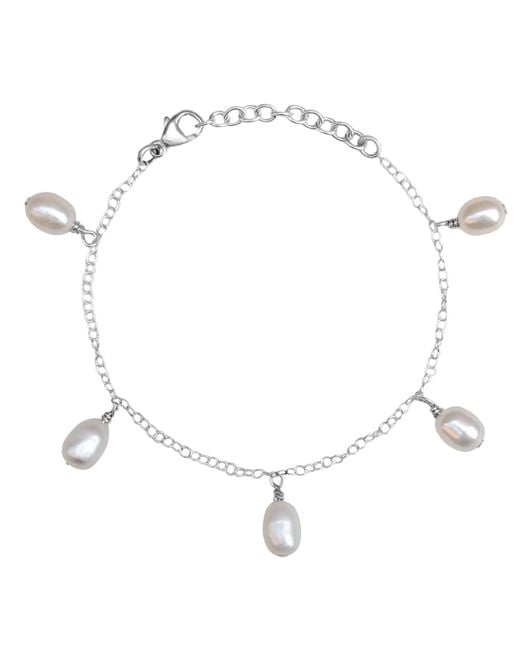 Kiri & Belle White Annalise Pearl Drop Charm Sterling Bracelet