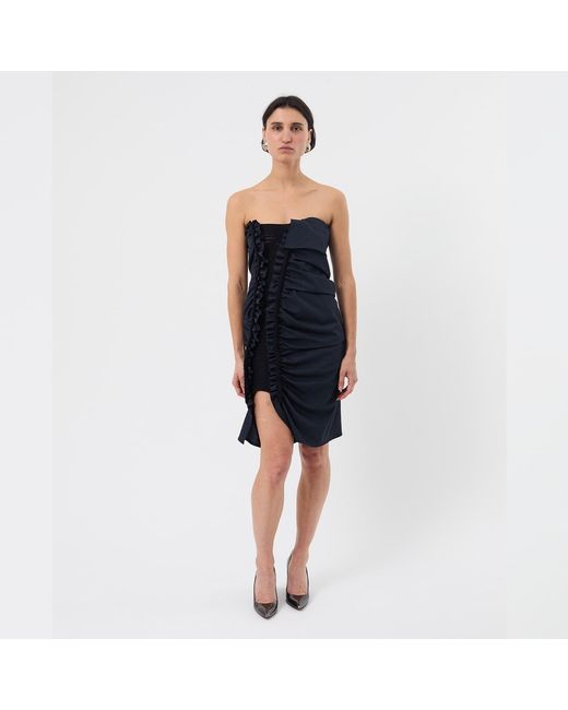 Ccy Currency Blue Halterless Frill Dress