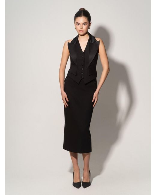 Tia Dorraine Black Single-Breasted Waistcoat & Skirt Set