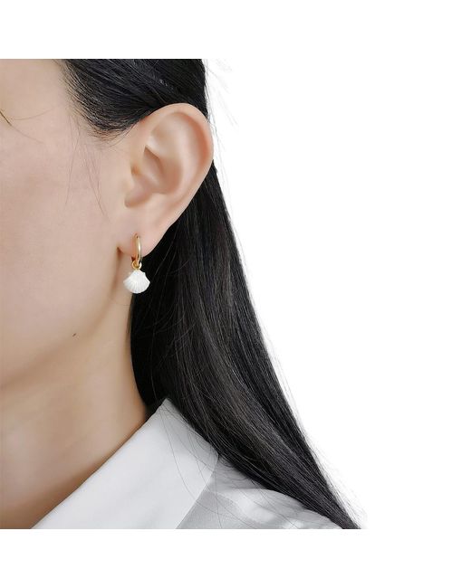 POPORCELAIN Metallic Mini Porcelain Seashell Earrings, Tone