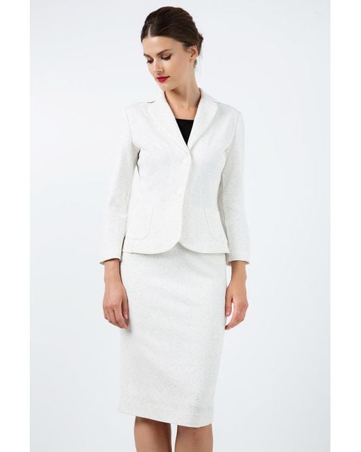 Conquista White Neutrals Fitted Stretch Pencil Skirt