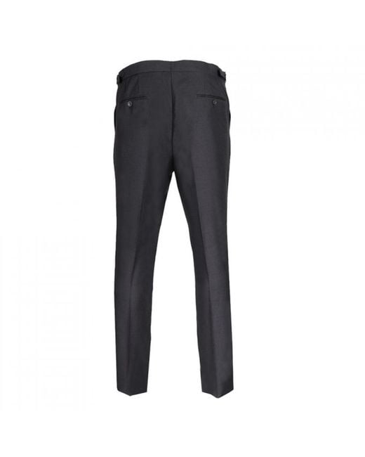 DAVID WEJ Gray Aldo Plain Smart Trousers With Side Adjusters – Charcoal for men