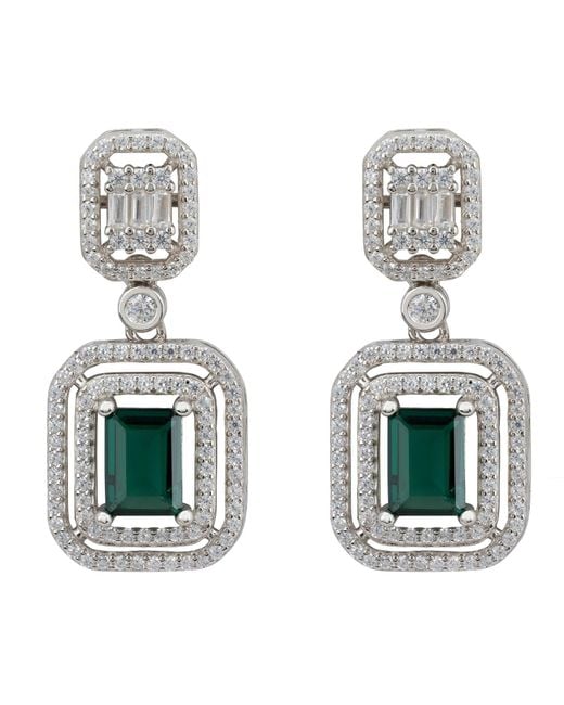 Latelita London Metallic Evita Emerald Drop Earrings