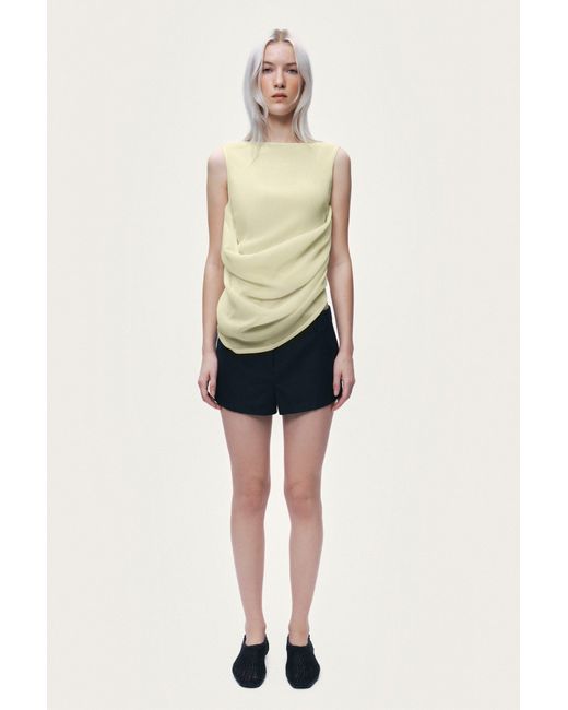 Nocturne White Draped Sleeveless Blouse