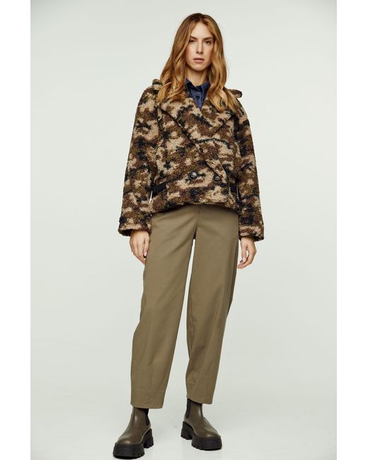 Conquista Green Safari Elegance Faux Fur Jacket