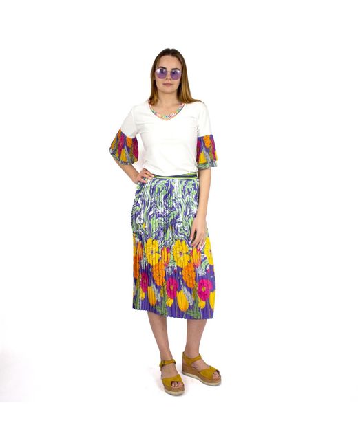 Lalipop Design White Blouse With Pleated Sleeves&detachable Colorful Half Chain
