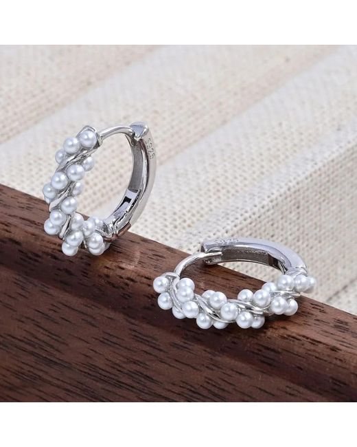 Angel Barocco Blue Twisted Pearl Mini Hoop Earrings