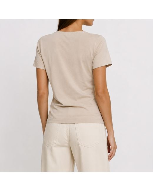 NOEND Natural Neutrals Supima Cotton Plunge V-Neck Tee