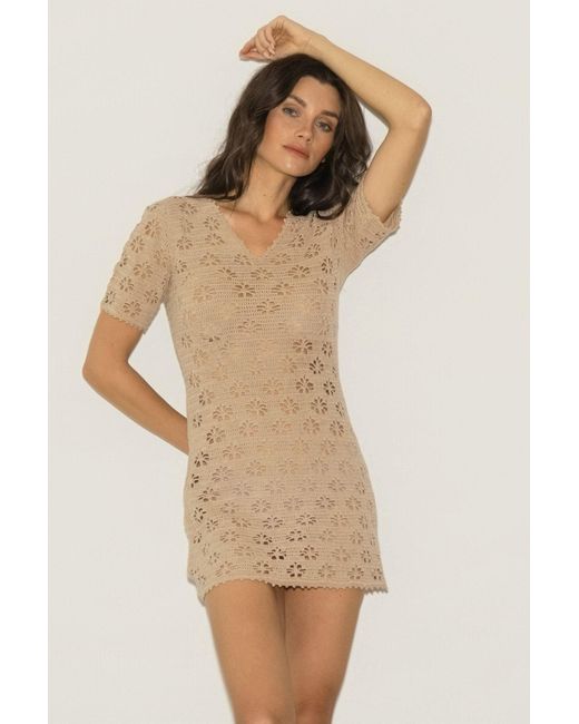 Muche Et Muchette Natural Shara Crochet Mini Dress