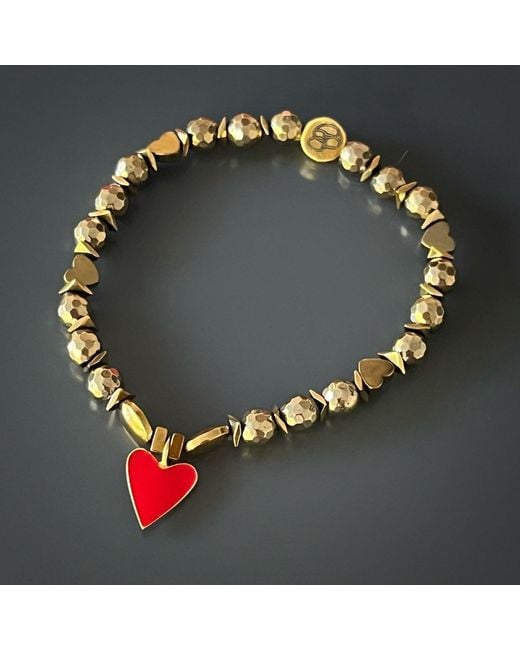 Ebru Jewelry Metallic Red Heart Love Bracelet