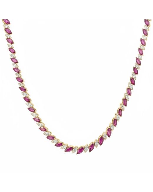 Latelita London Metallic Viscountess Statement Tennis Necklace Ruby
