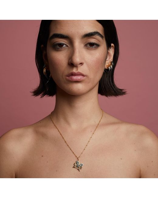 Kasun Metallic Solid I Initial Necklace With Mother Of Pearl