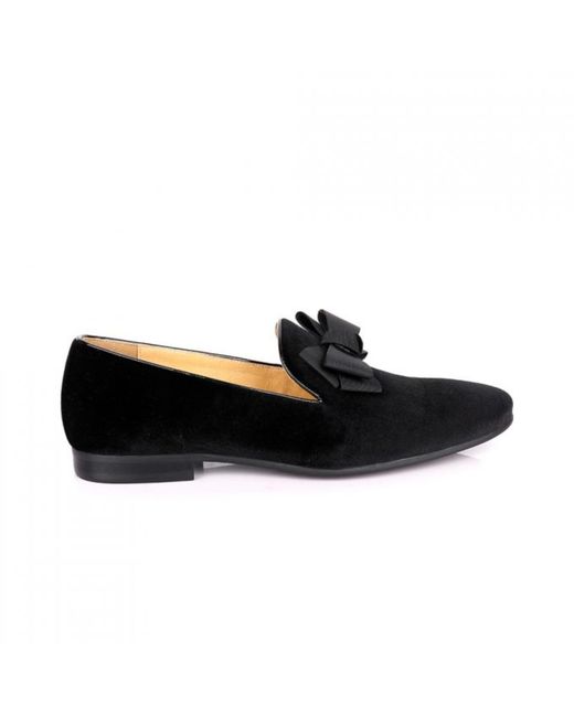 DAVID WEJ Black Alfred Velvet Bow Tie Loafers for men
