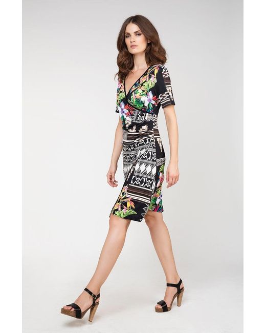 Conquista Green Print Wrapover Dress