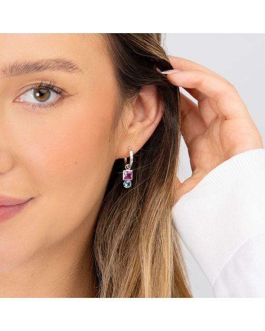 Dower & Hall Metallic Square Tourmaline Hammered Huggie Hoops