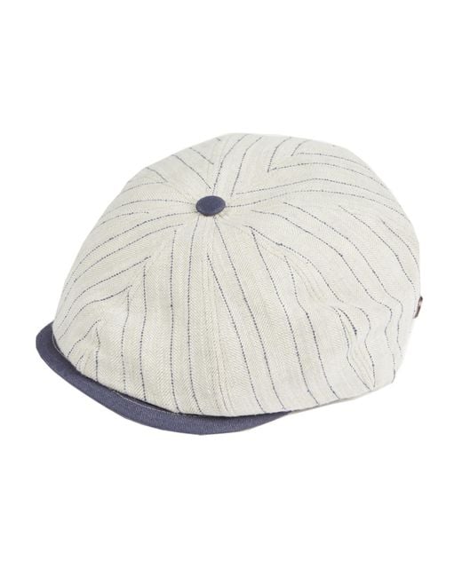 Dasmarca Hats Metallic Neutrals / Frankie Pebble Stripe Peaked Summer Italian Linen Bakerboy Newsboy Cap for men