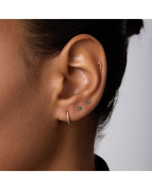 Vanhi Metallic 14K Solid Emerald Flat Back Stud