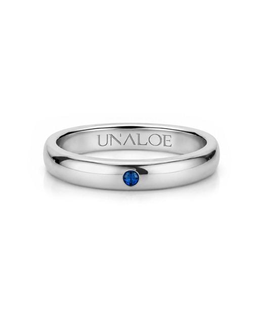 Unaloe White Smooth Sterling Band Ring With Sapphire: A Symbol Of Inner Strength for men